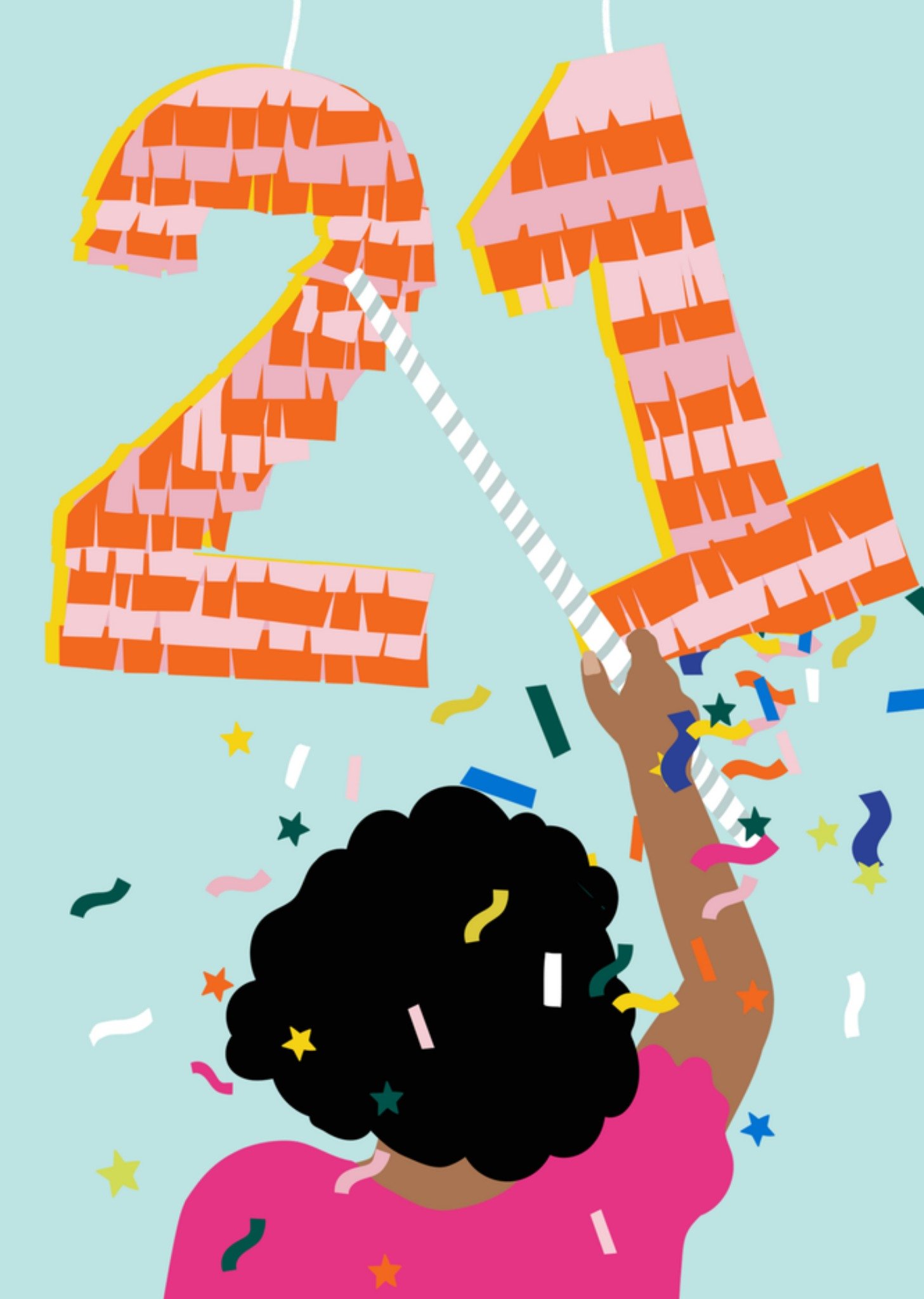Verjaardagskaart illustratie 21 jaar Greetz