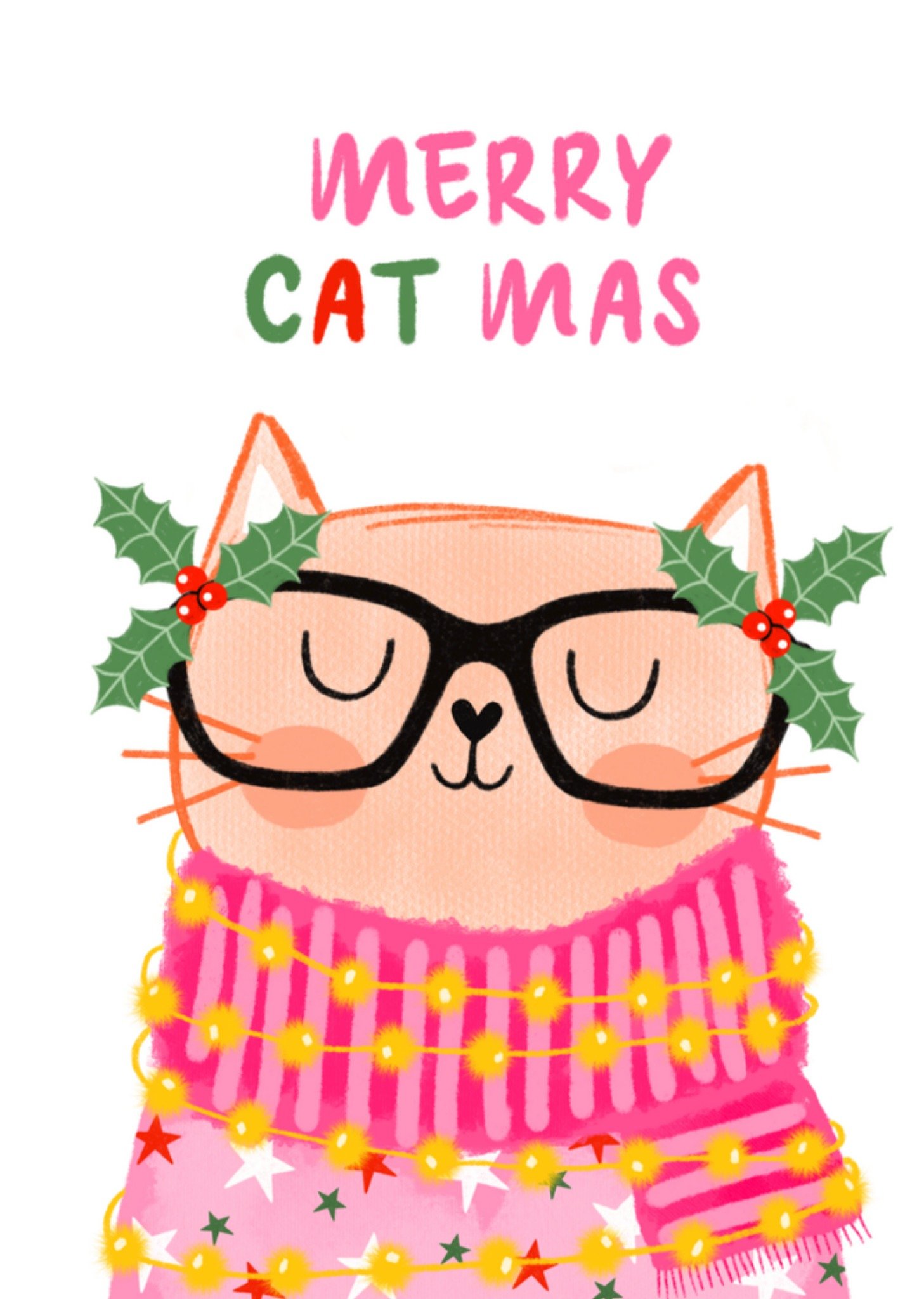 Kerstkaart Merry Catmas Lief Marieke Witke