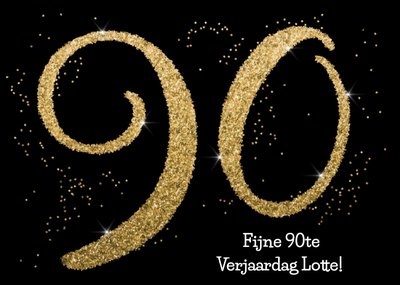 Gouden Glitter Cijfers 90e Verjaardag Kaart