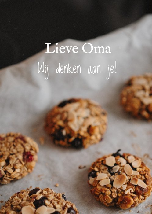 Greetz | Denken aan kaart | lieve oma | koekjes