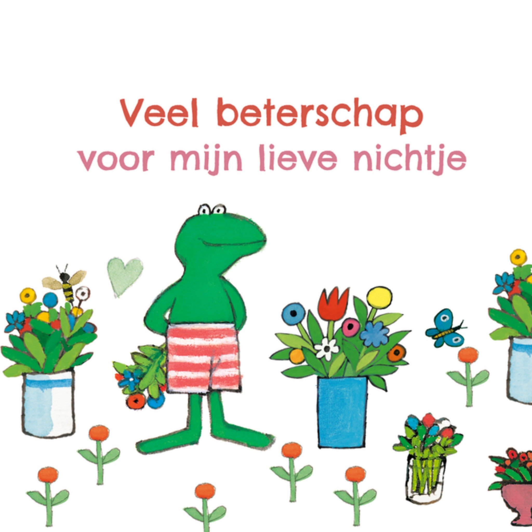 Beterschapskaart Voor mijn lieve nichtje Vierkante Kaart Kikker