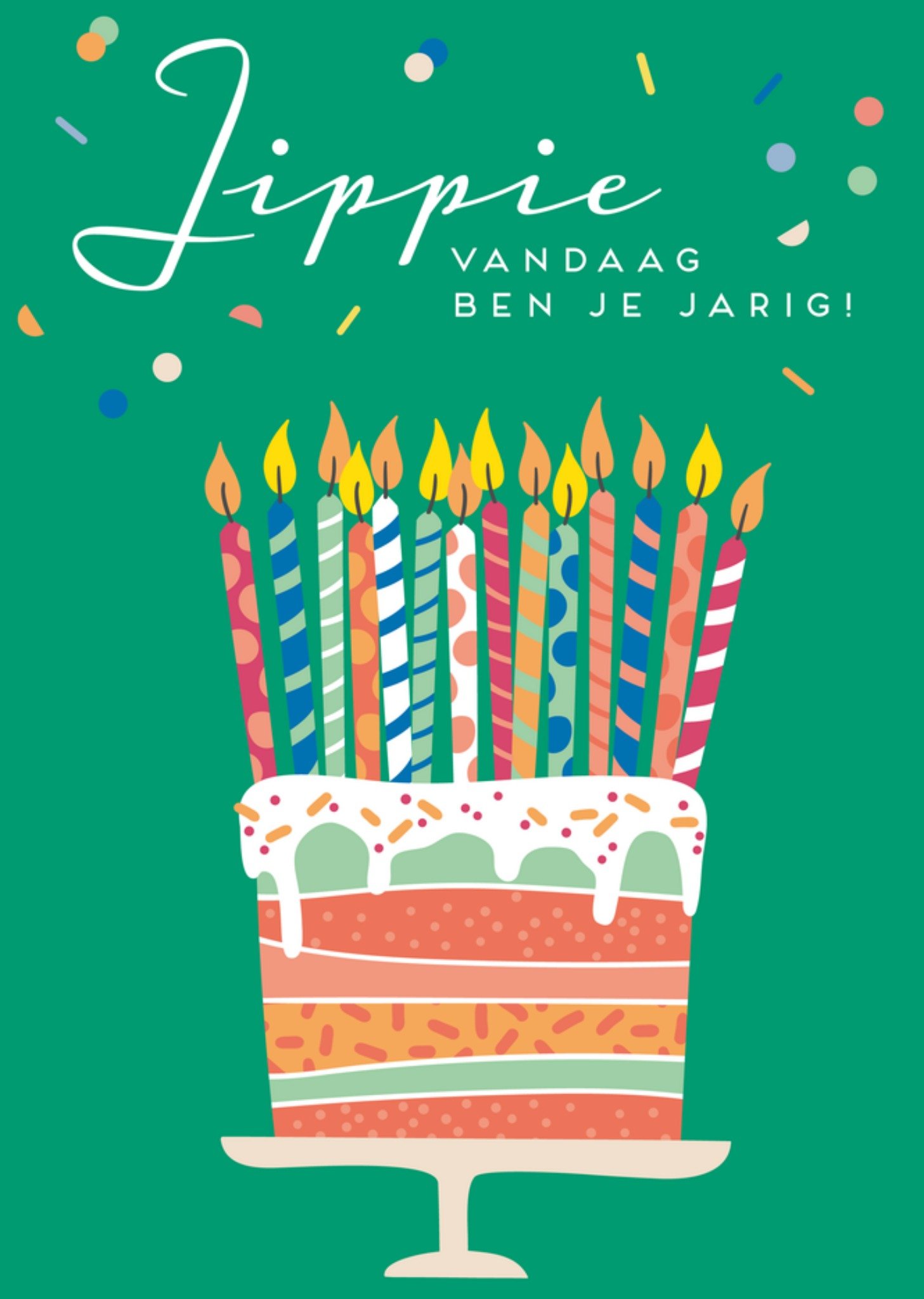 Verjaardagskaart Taart Jippie Kaart Paperclip