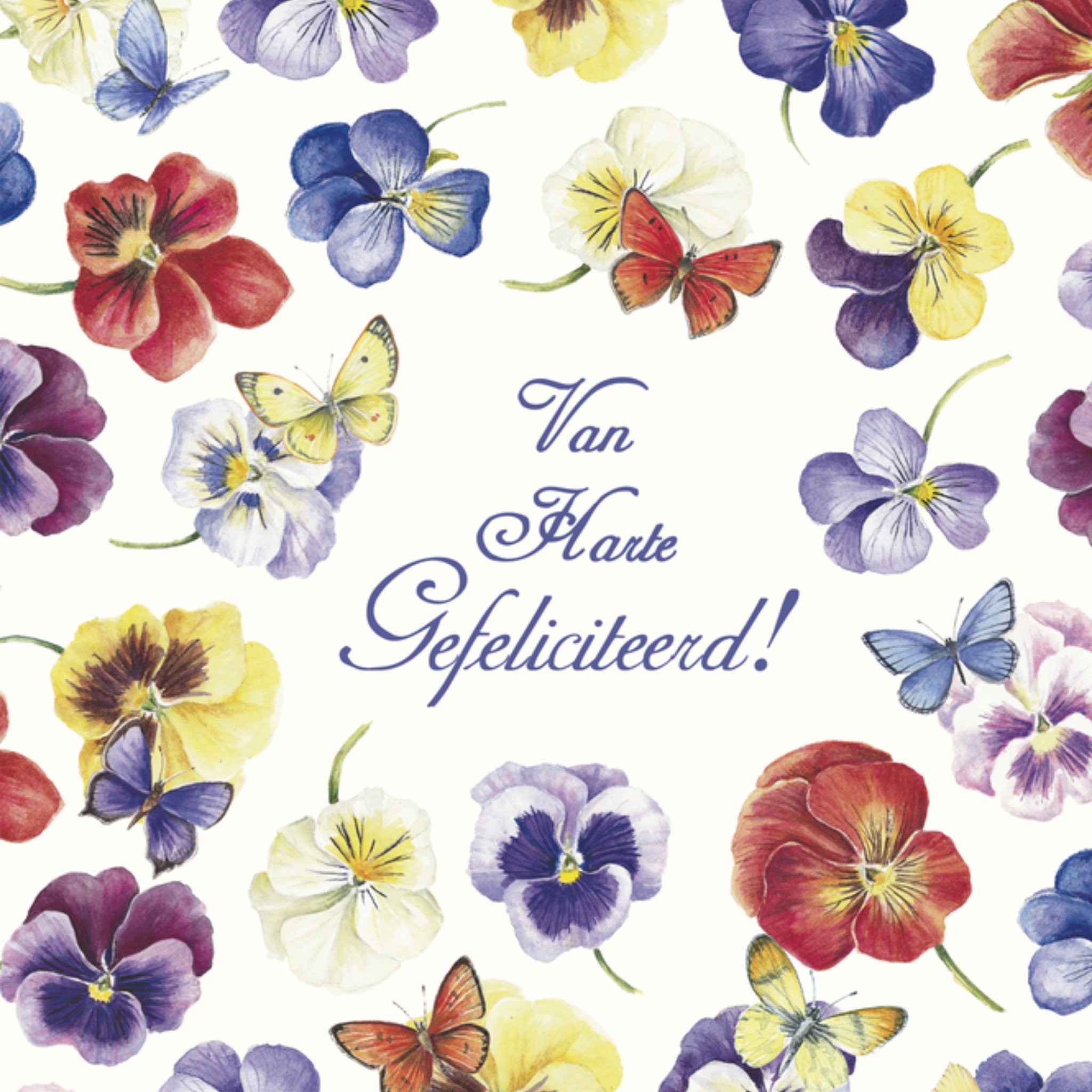 Felicitatiekaart met vrolijk gekleurde bloemen Vierkante Kaart Janneke Brinkman