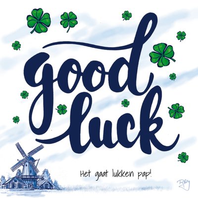 Het Gaat Lukken Papa Geïllustreerde Klavertjes Succes Kaart