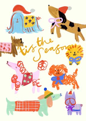 Eleanor Bowmer | Kerstkaart | 'Tis The Season | Illustrated Dogs
