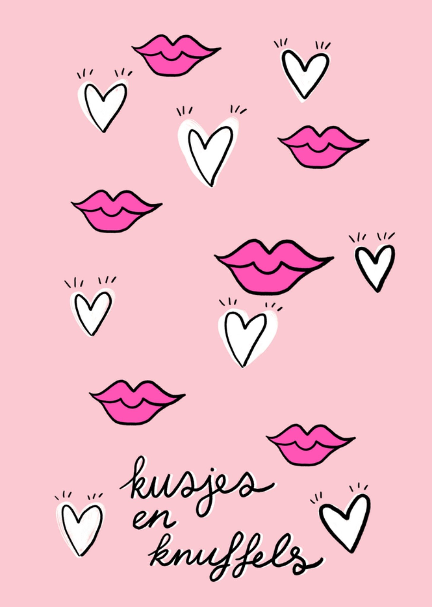 Valentijnskaart kusjes en knuffels Kaart Greetz