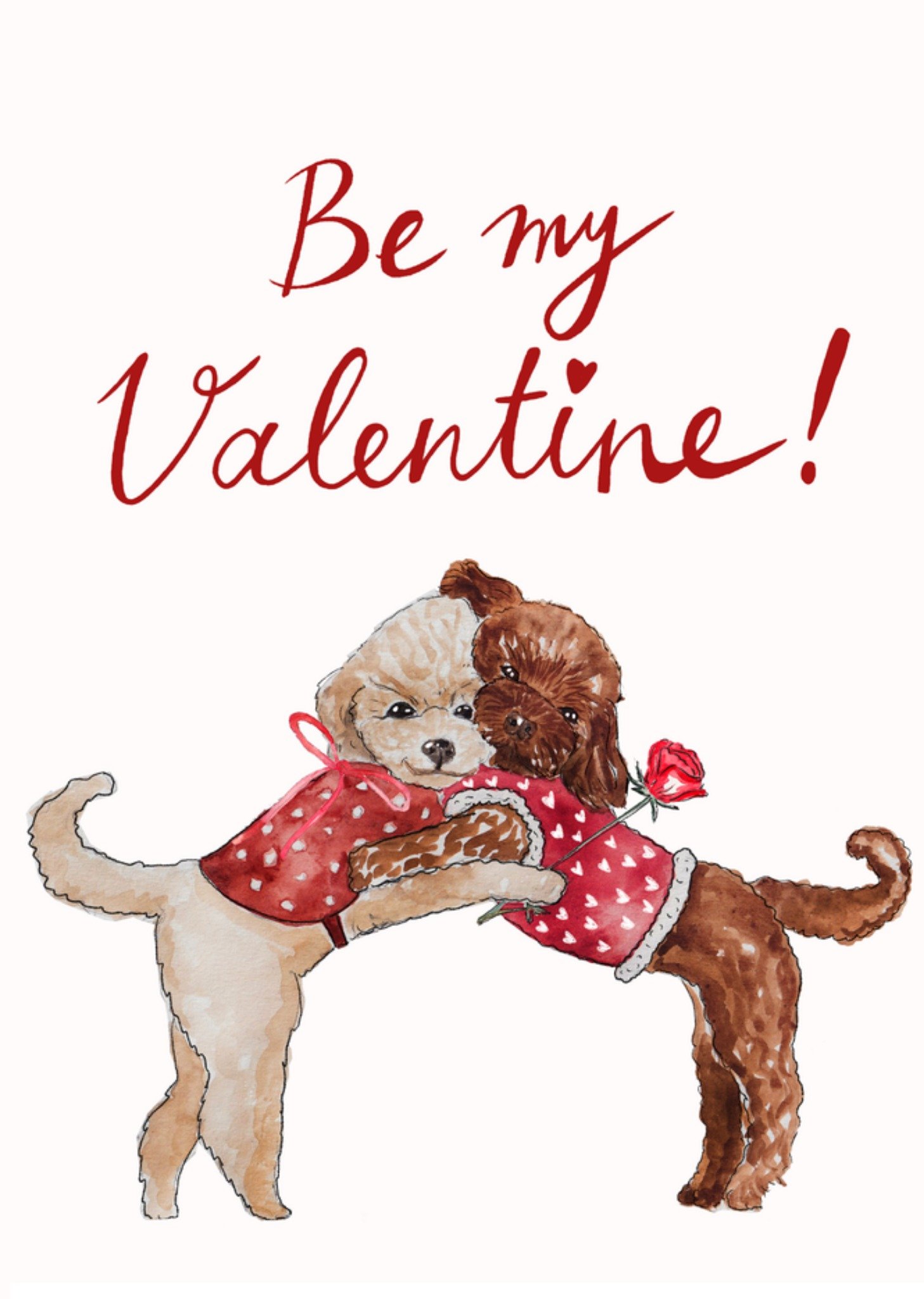 Maartje Bodt Valentijnskaart Be my Valentine Schattige Knuffelende Honden Kaart Marie Bodié