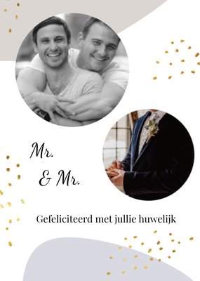 Gouden Confetti Foto Upload Mr En Mr Huwelijk Kaart