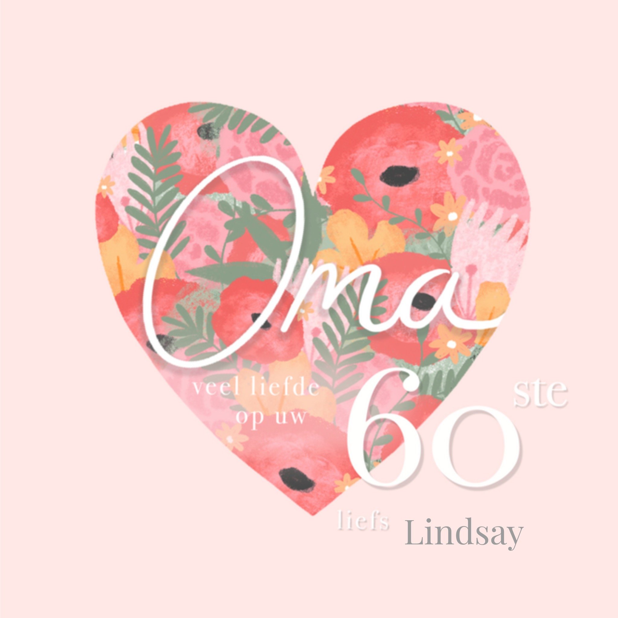 Verjaardagskaart hartje oma Vierkante Kaart Millicent Venton