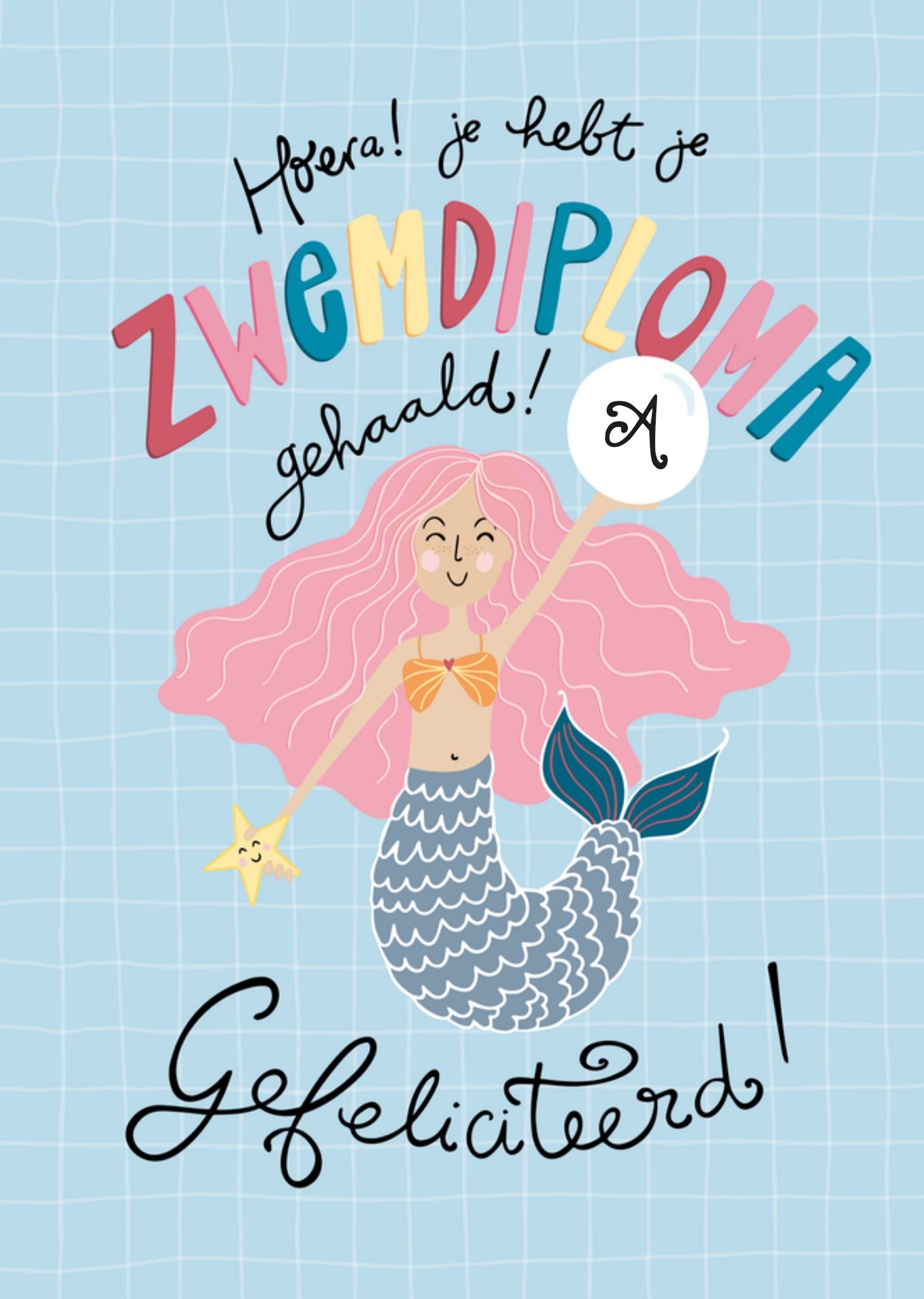 Zwemdiploma kaart Meermin Kaart Funny Side Up