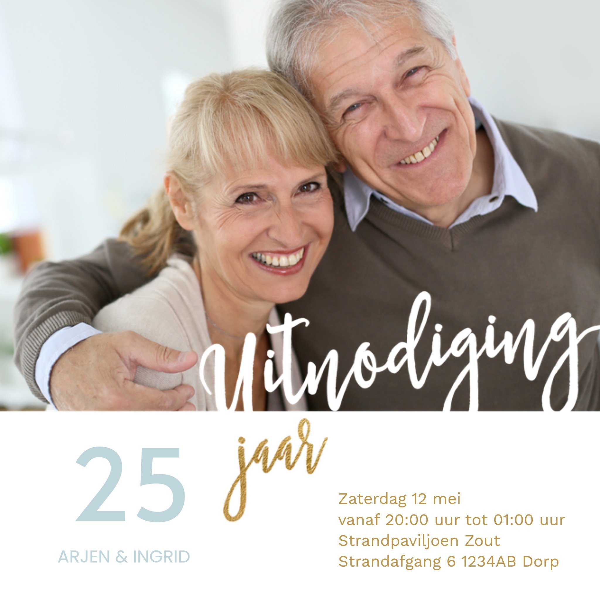 Huwelijksjubileum 25 jaar Vierkante Kaart Luckz