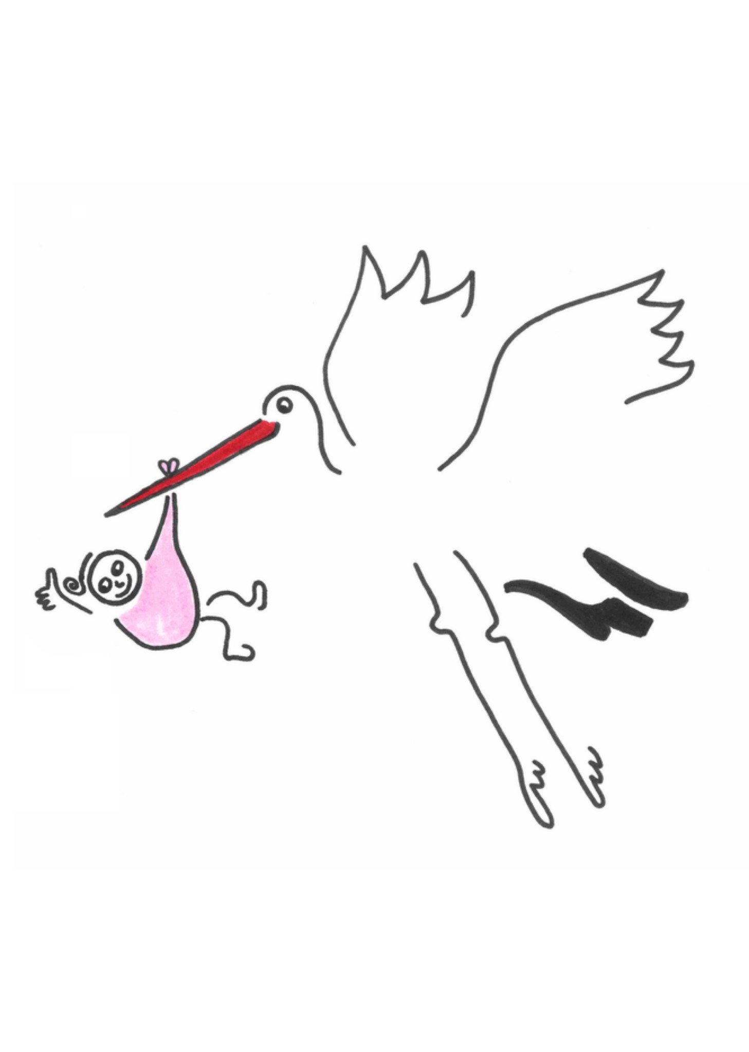 Geboortekaart Ooievaar meisje Kaart Eva Gans