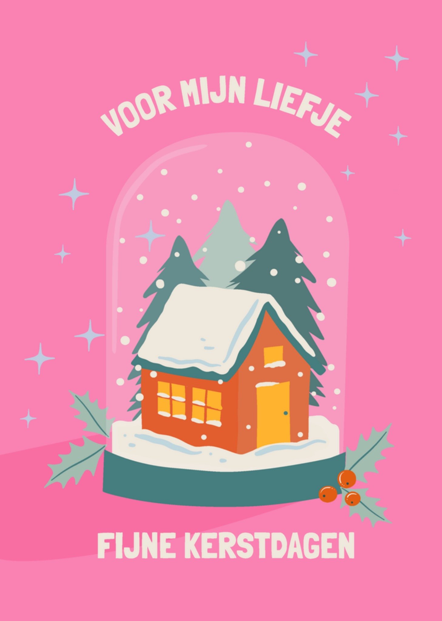 Kerstkaart Voor mijn liefje Huisje Greetz