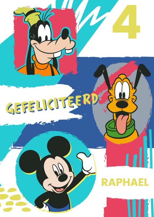 Disney | Verjaardagskaart | Mickey Mouse | Met leeftijd en naam