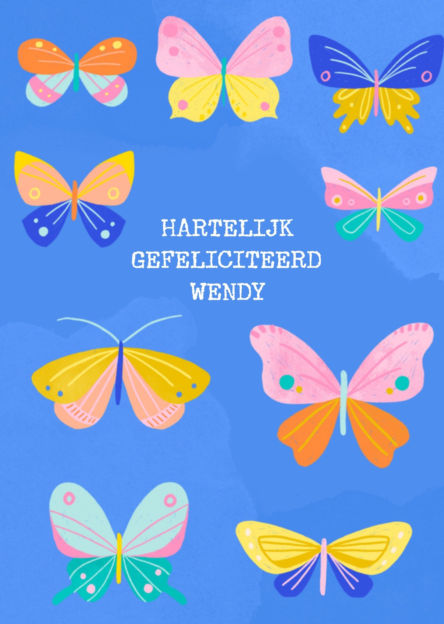 Verjaardagskaart vlinders met naam Greetz