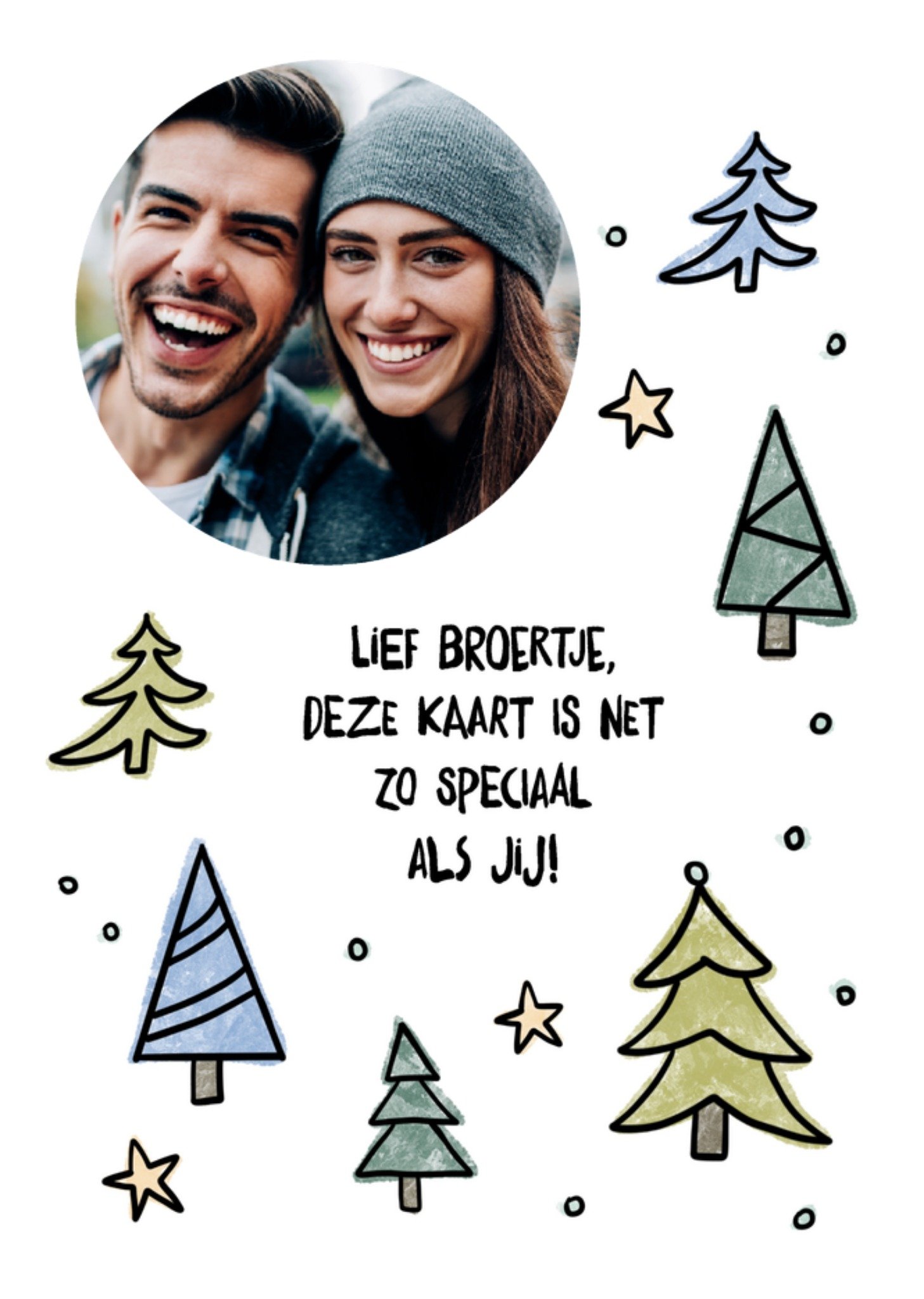 Kerstkaart Lief Broertje Kerstbomen Greetz