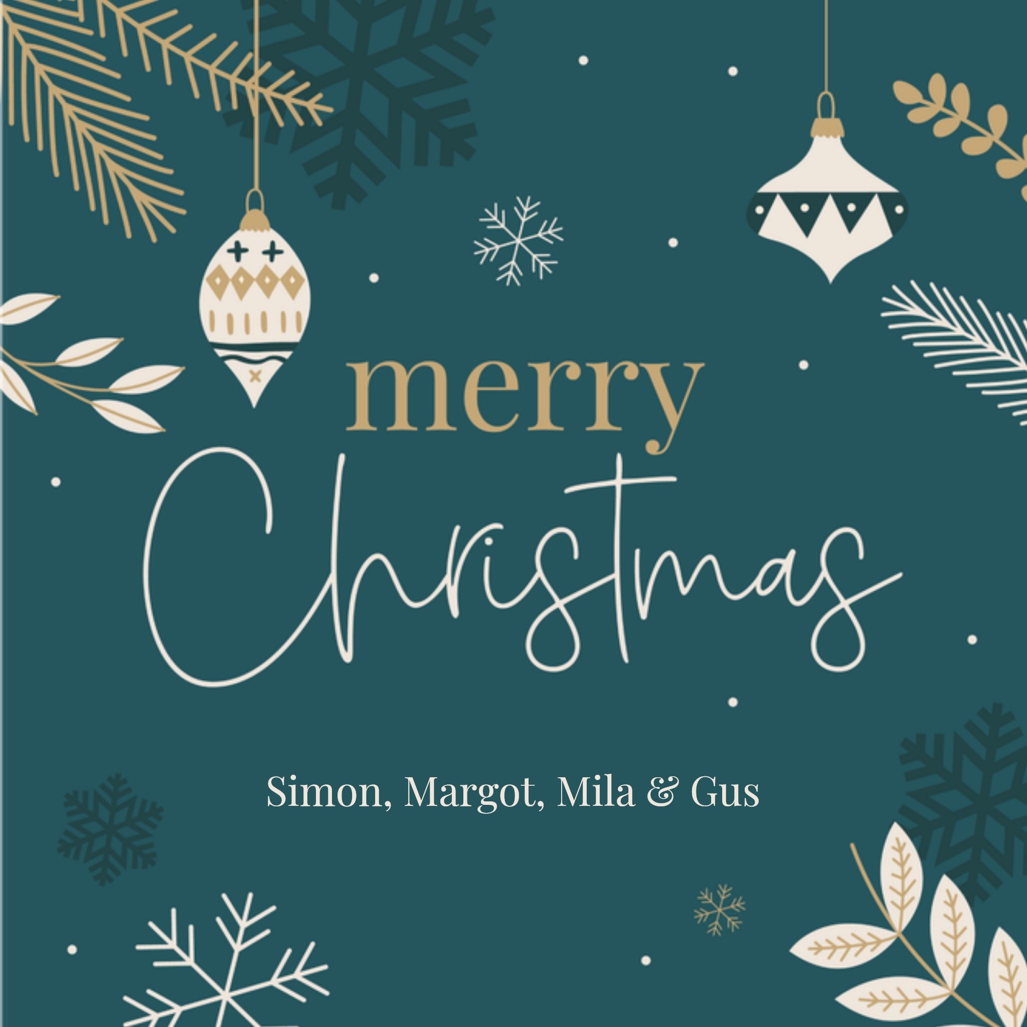 Papercute Kerstkaart Merry Christmas Aanpasbare tekst Vierkant