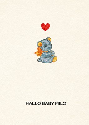 Schattig Geïllustreerd Beertje Geboorte Kaart