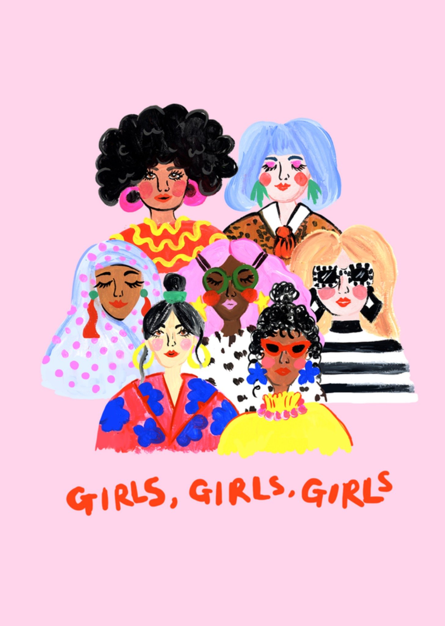 Verjaardagskaart Girls Girls Girls Illustratie Kaart Eleanor Bowmer