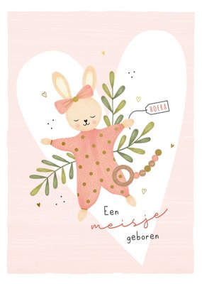 Paperclip | Geboortekaart | Roze