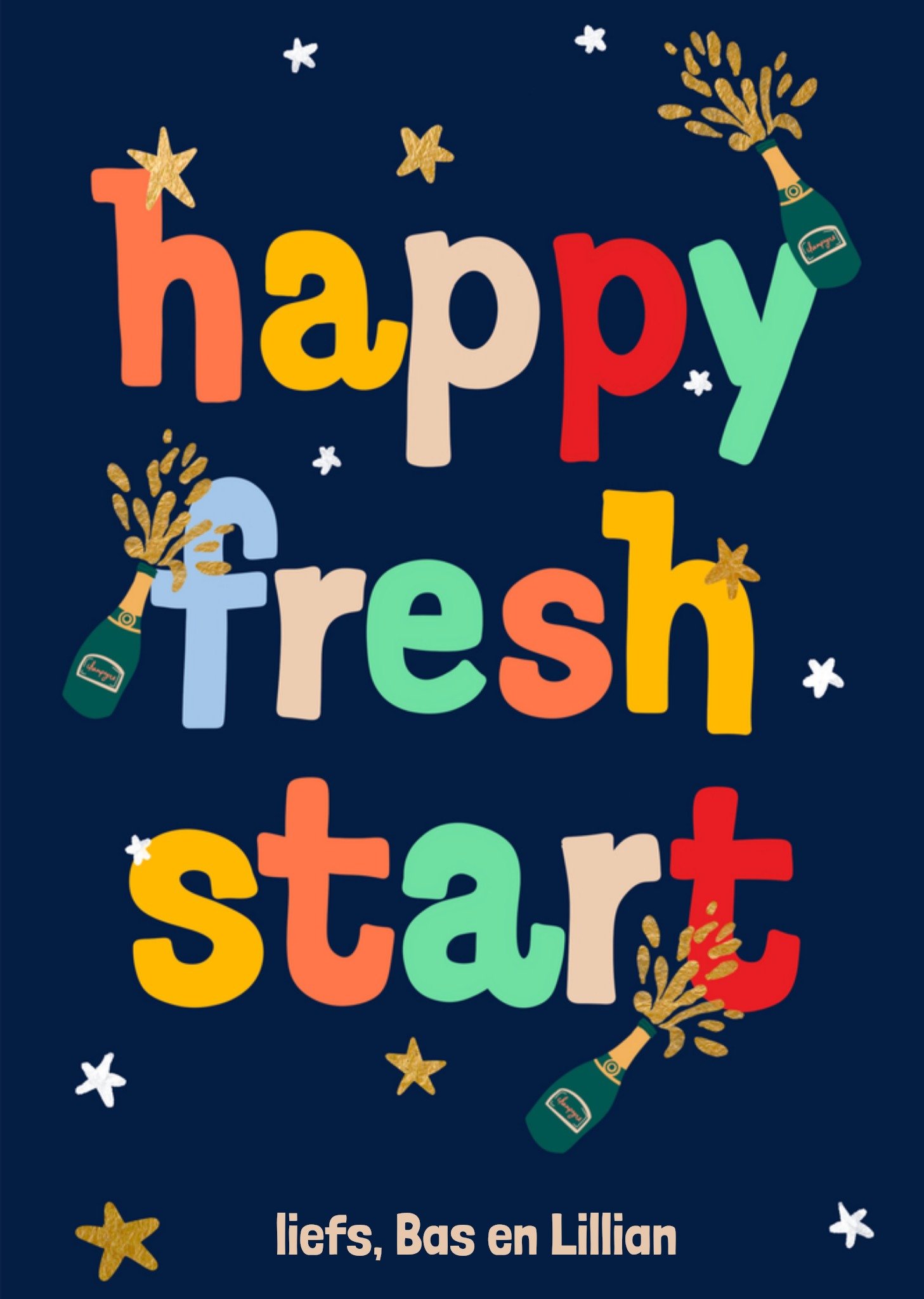Nieuwjaarskaart Happy fresh start Met naam Greetz