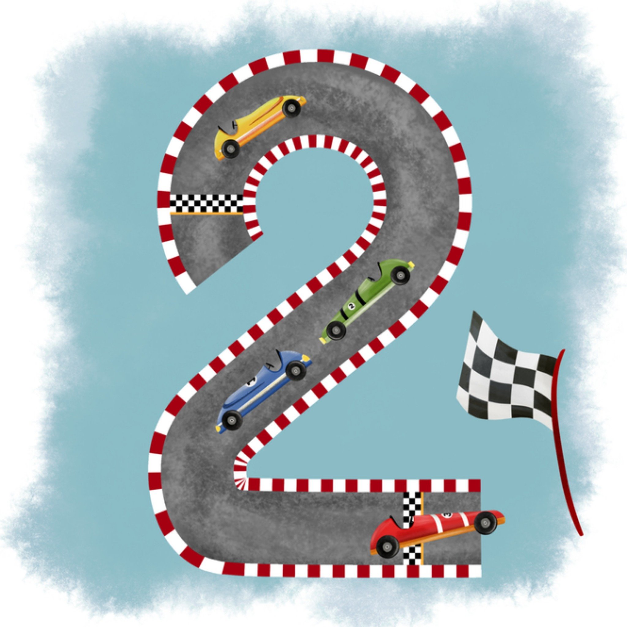 Greetz Verjaardagskaart 2 jaar racebaan Vierkant