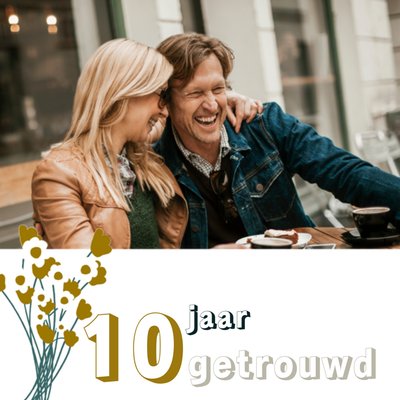 Bloemen Foto Upload 10 Jaar Getrouwd Kaart