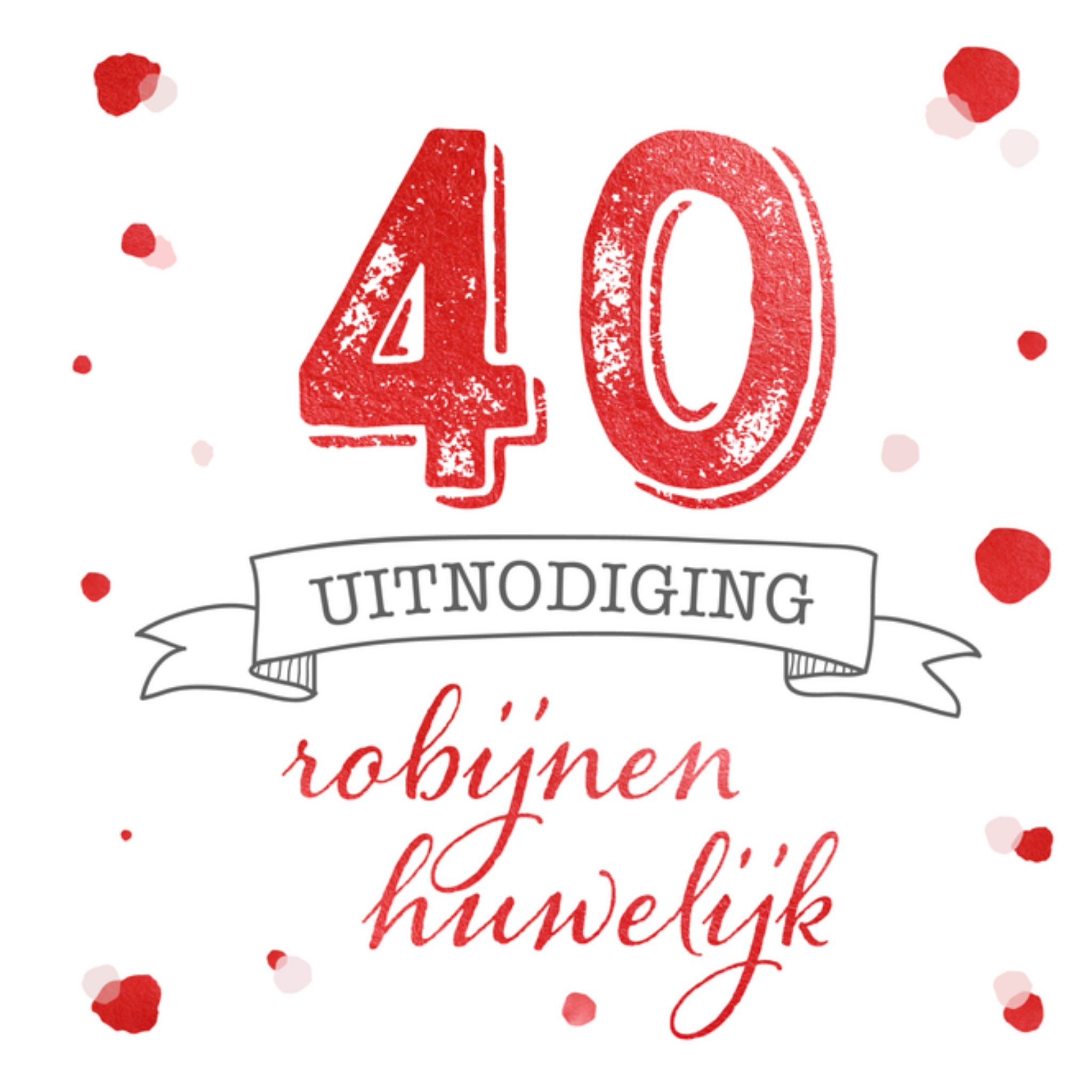 Greetz Huwelijks jubileum uitnodiging Robijn Vierkant