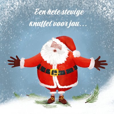 Een Hele Stevige Knuffel Voor Jou Geïllustreerde Kerstman Kerstmis Kaart