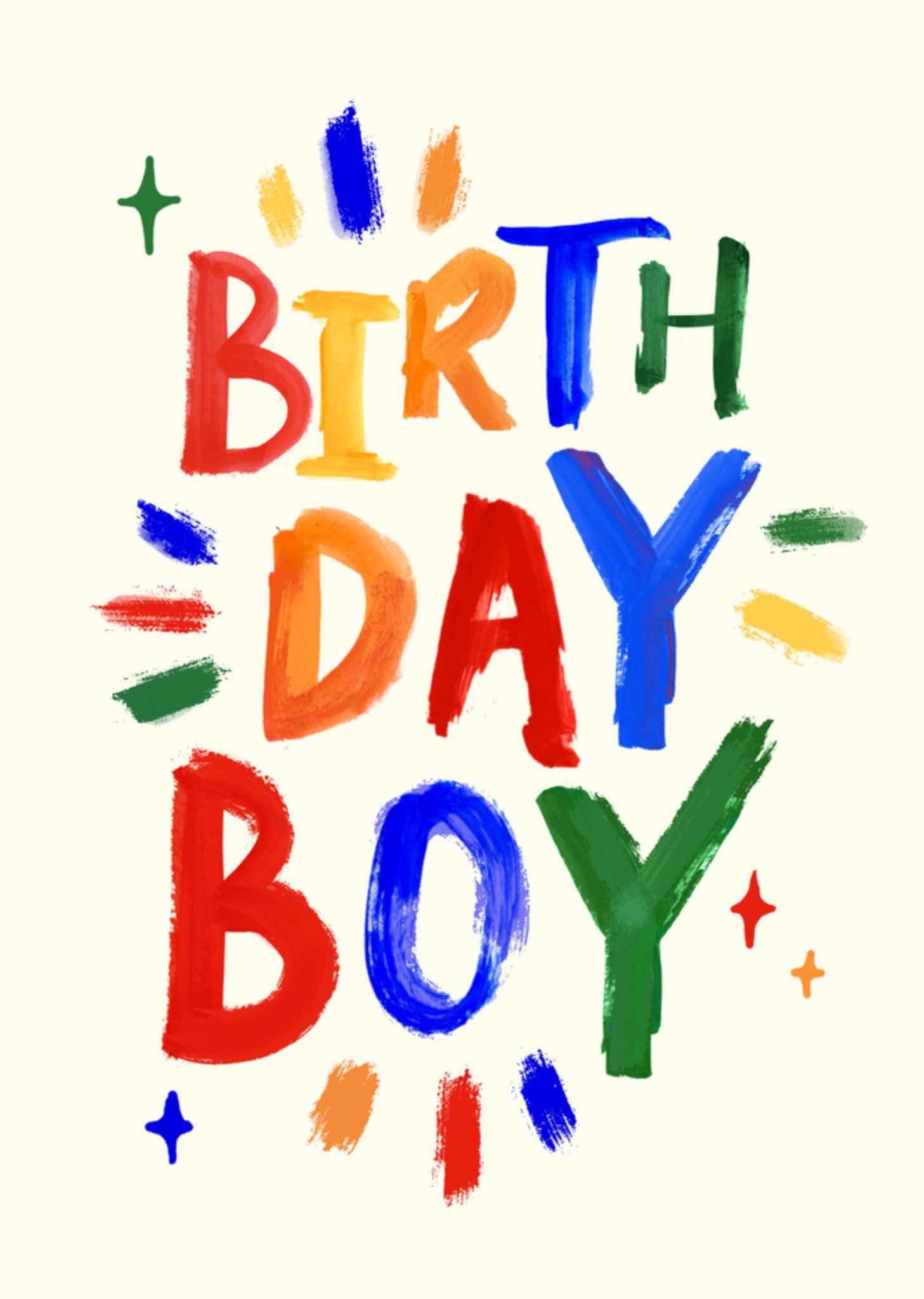 Verjaardagskaart Birthday Boy Painted Typography Kaart Eleanor Bowmer