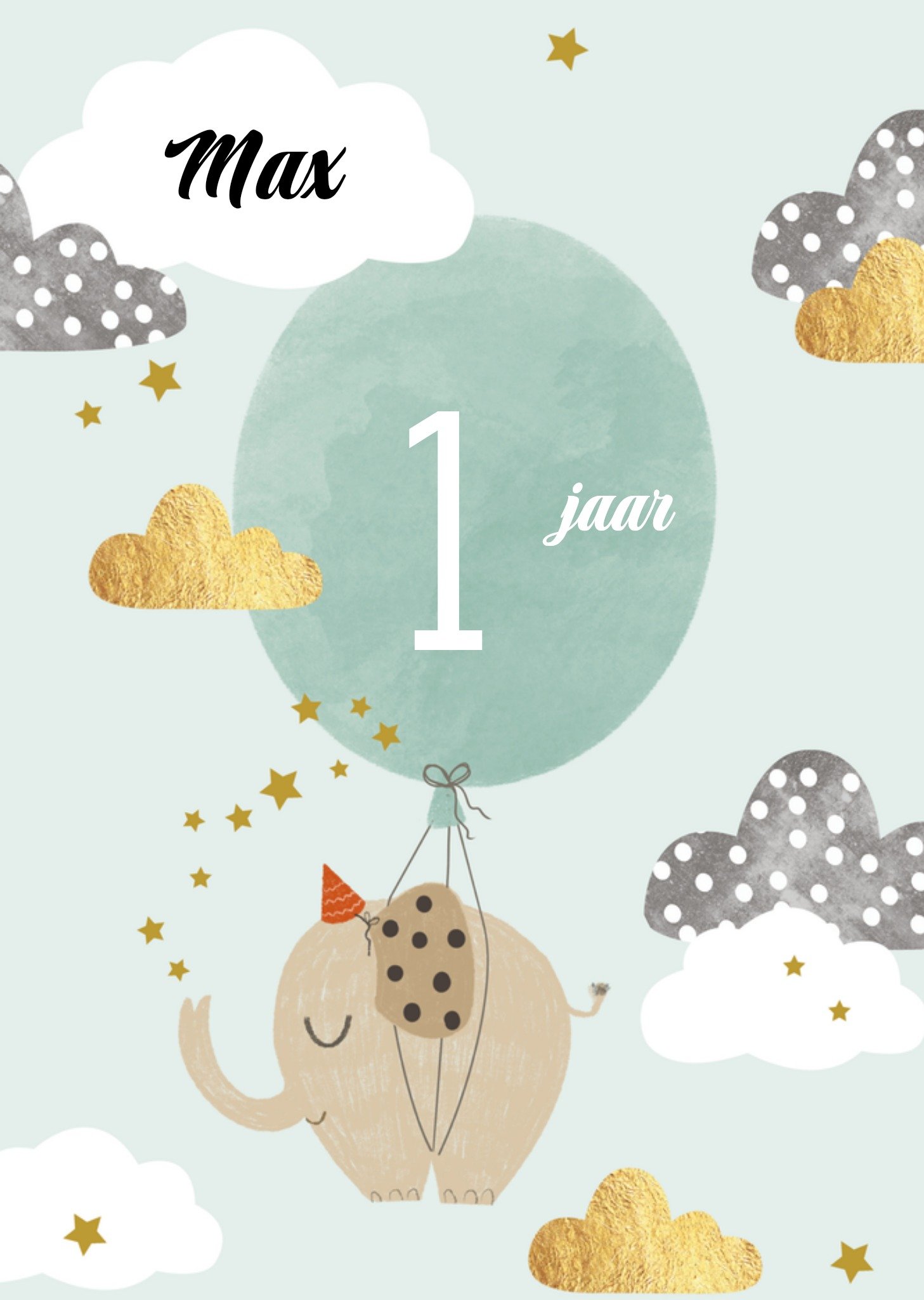 Verjaardagskaart Illustratie 1 jaar Kaart Tsjip