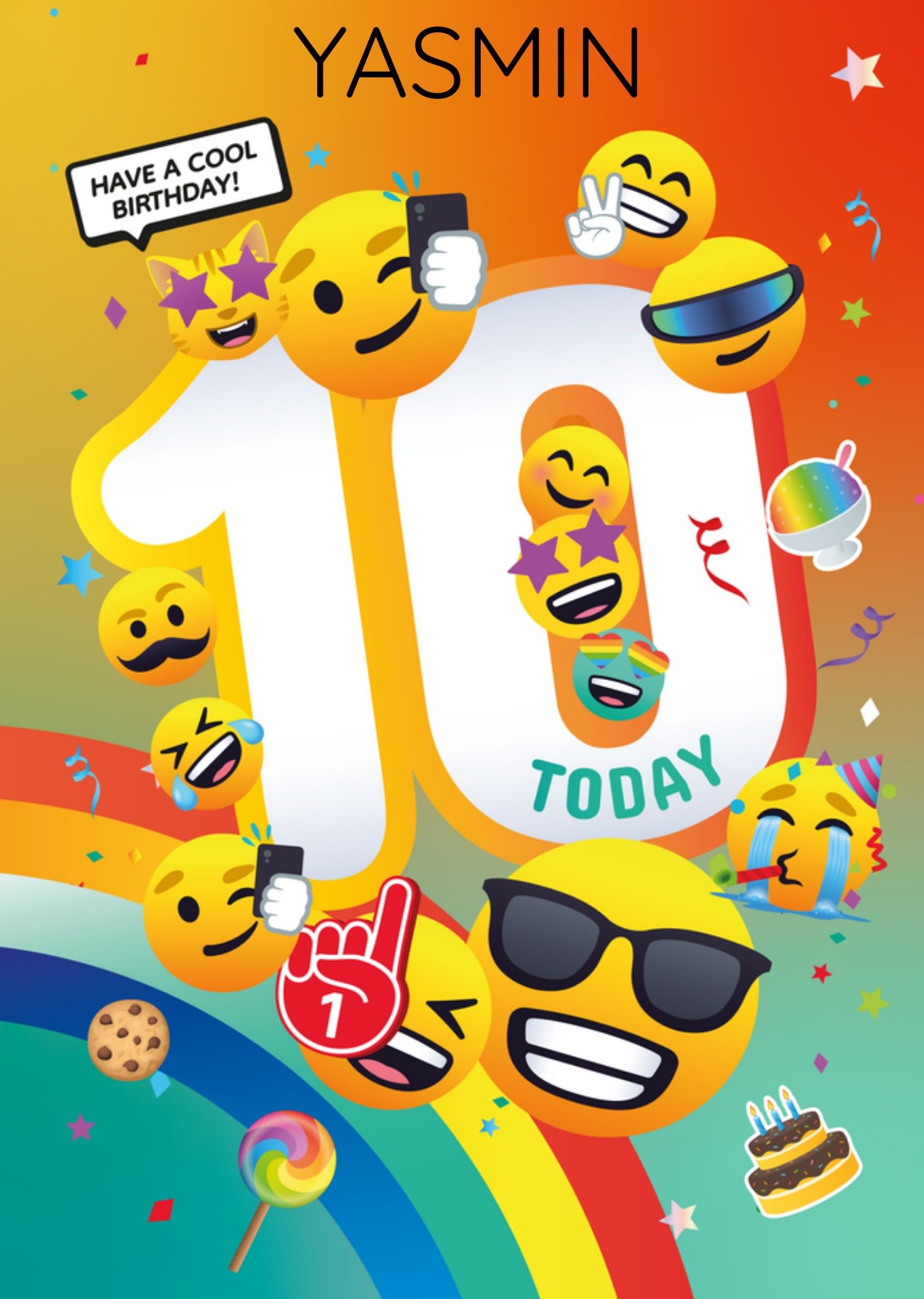 Verjaardagskaart 10 today Regenboog Kaart Joy Pixels