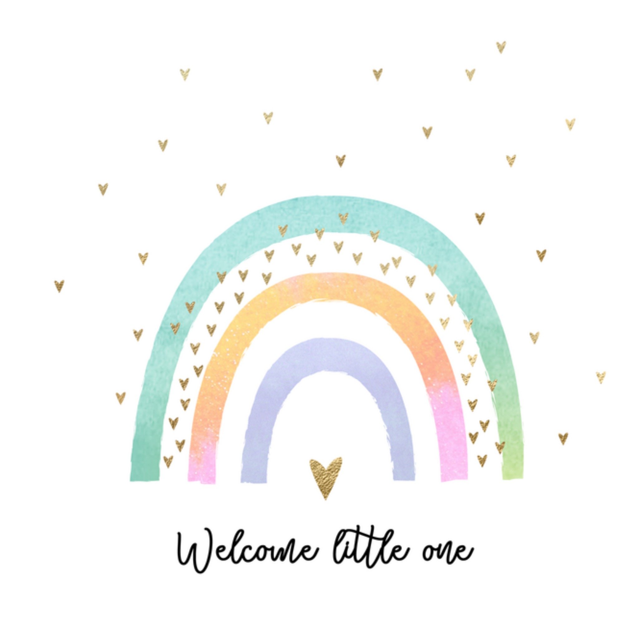 Geboortekaart Regenboog Welcome little one Vierkante Kaart Luckz