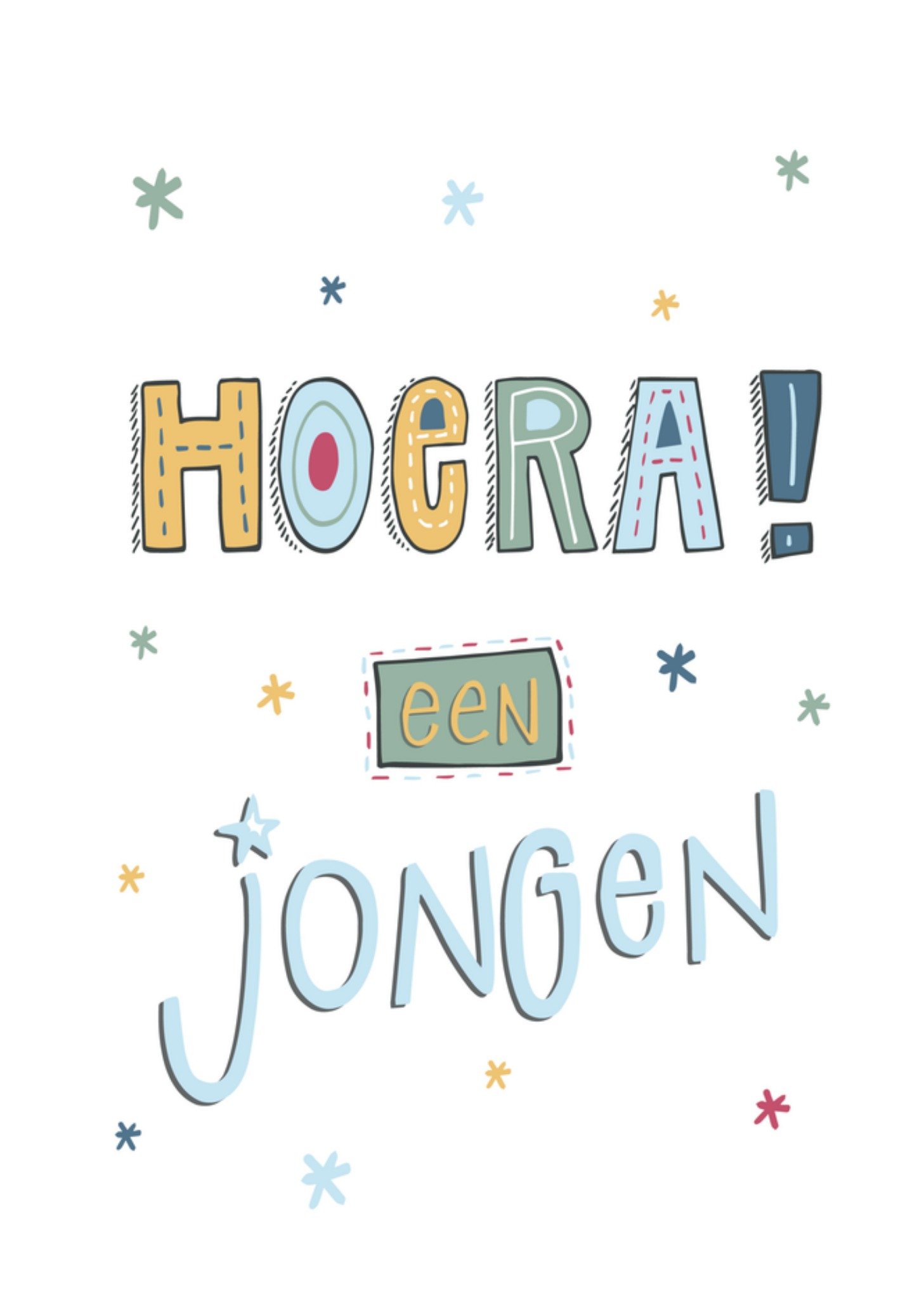 Geboortekaart Hoera! Kaart Funny Side Up