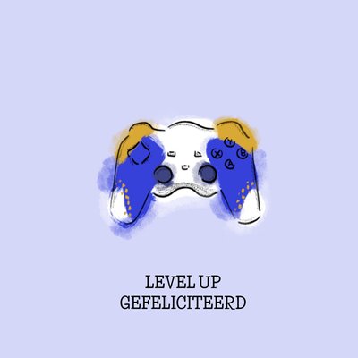Level Up Geïllustreerde Gamecontroller Gefeliciteerd Kaart