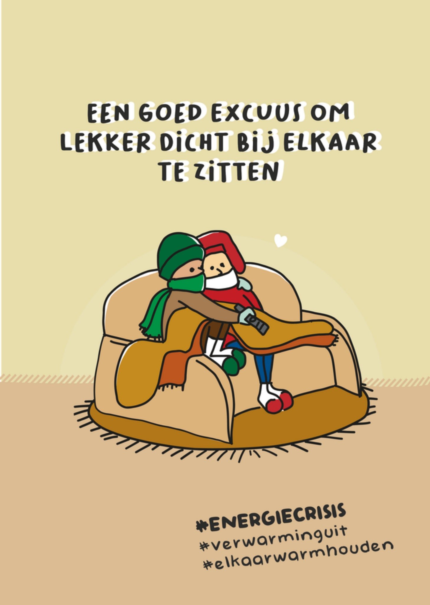 Kerstkaart Dicht bij elkaar Liefs Jansje