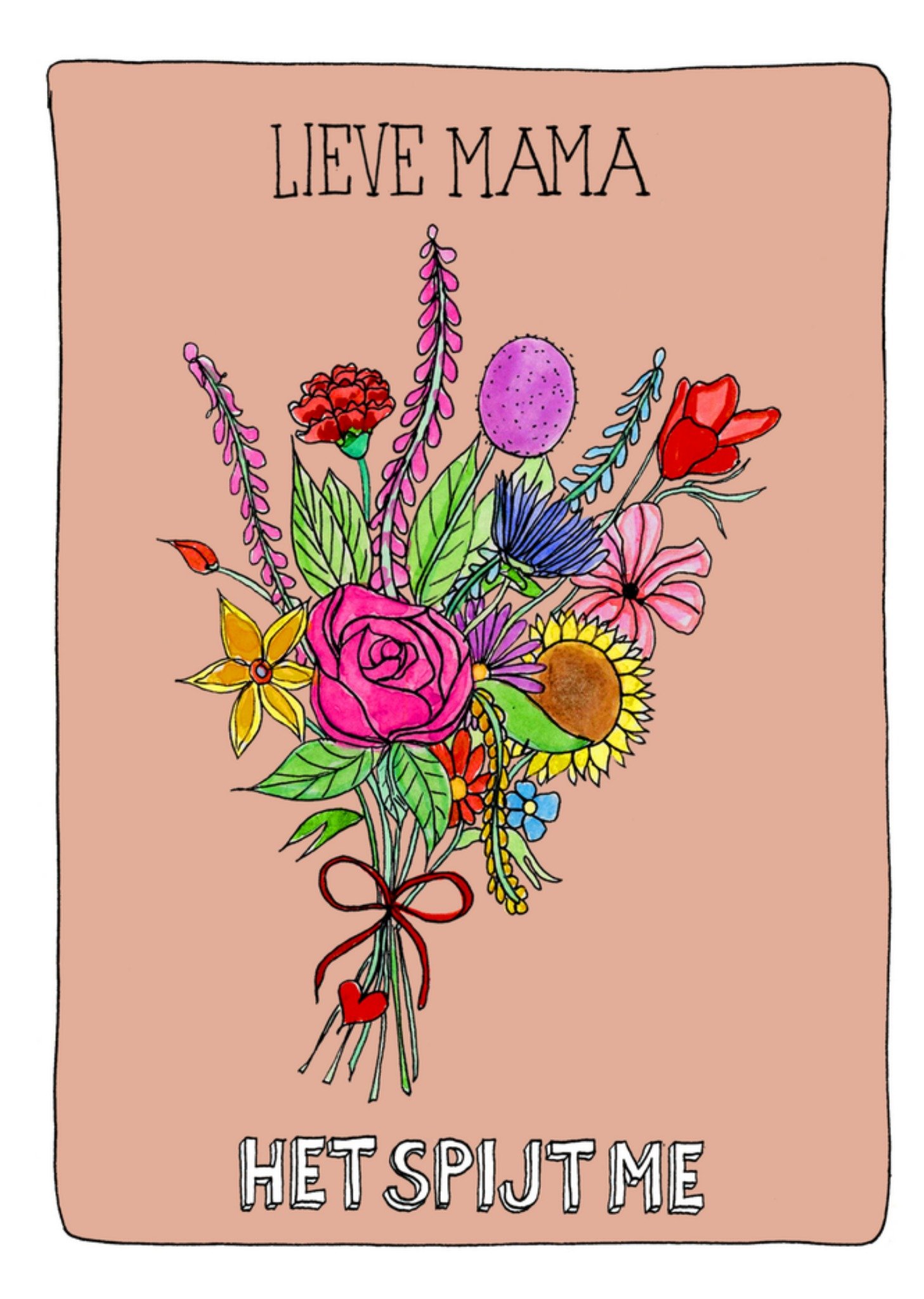 Sorry kaart Lieve Mama Bloemen Kaart Sandysign