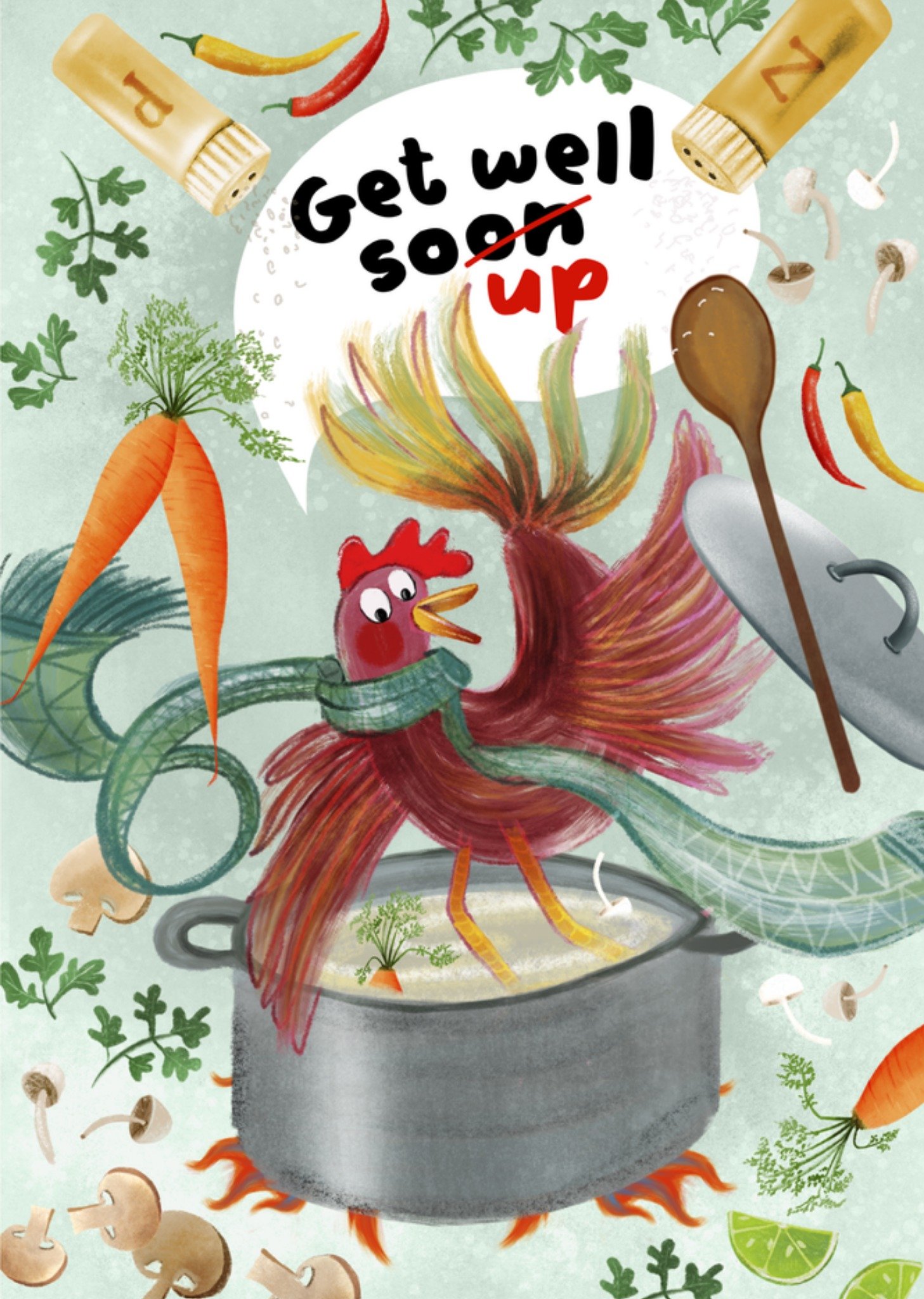 Beterschapskaart Get well soup Kaart Fishuals