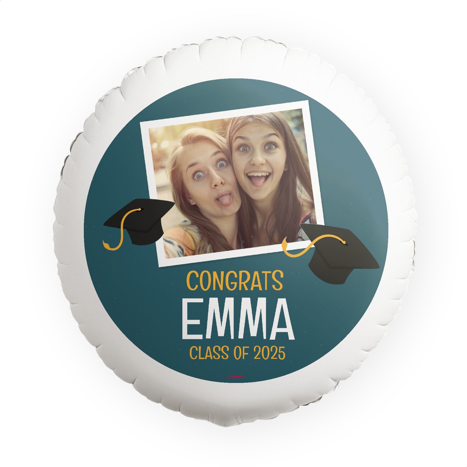 Ballon Congrats geslaagd! met eigen foto en naam Greetz