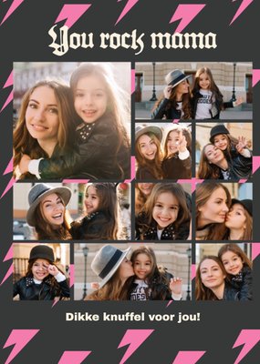 You Rock Mama Bliksem Patroon Collage Foto Upload Kaart