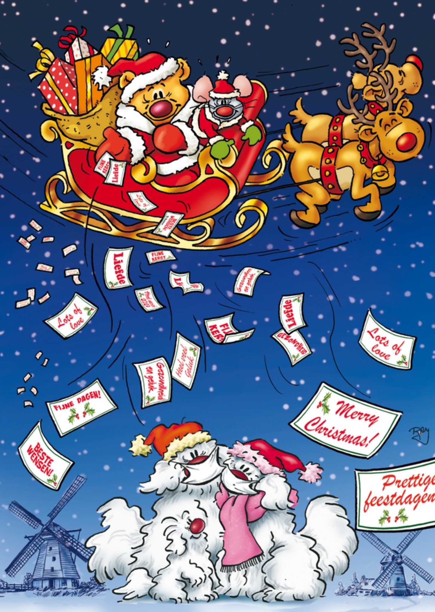 Kerstkaart Prettige feestdagen Doodles