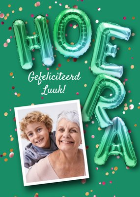 Folieballon Typografisch Foto Upload Gefeliciteerd Kaart