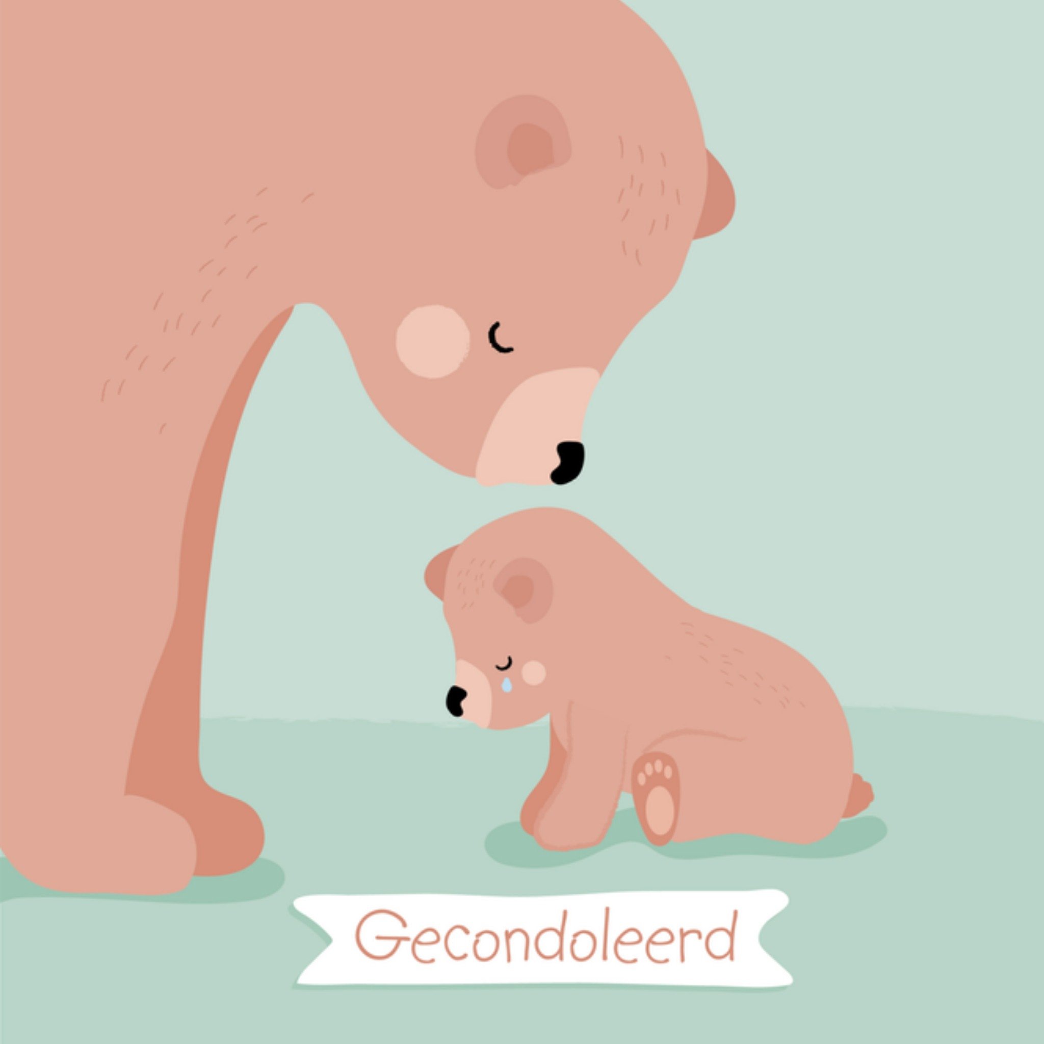 Tante Kaartje Condoleancekaart beertjes Vierkant