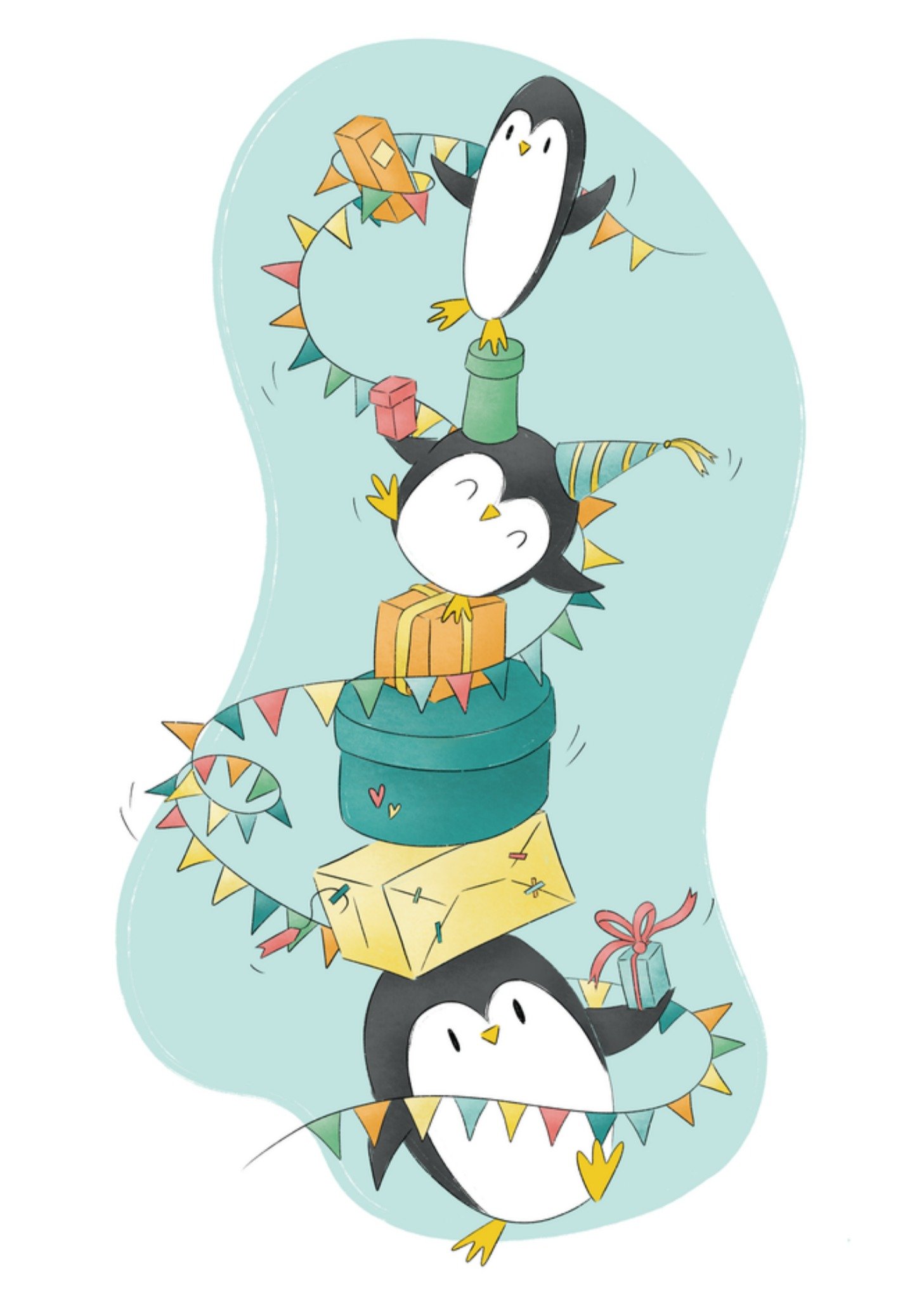 Verjaardagskaart Pinguins Cadeaus Kaart Studio Fred Illustraties