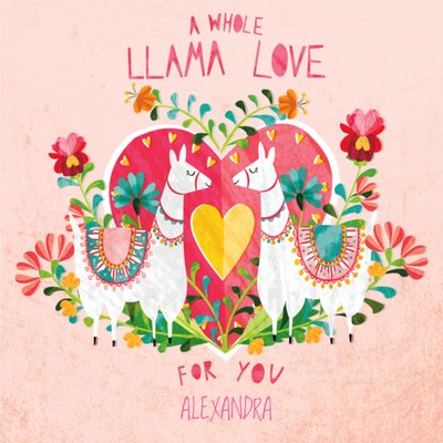 A Whole Llama Love For You Geïllustreerde Lama's Liefde Kaart