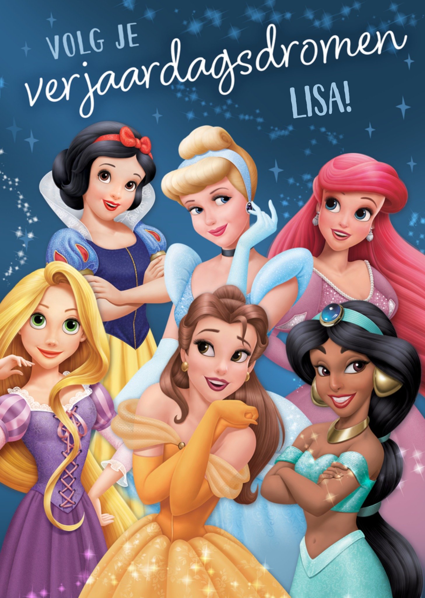 Verjaardagskaart Volg je verjaardagsdromen Kaart Disney Prinsessen