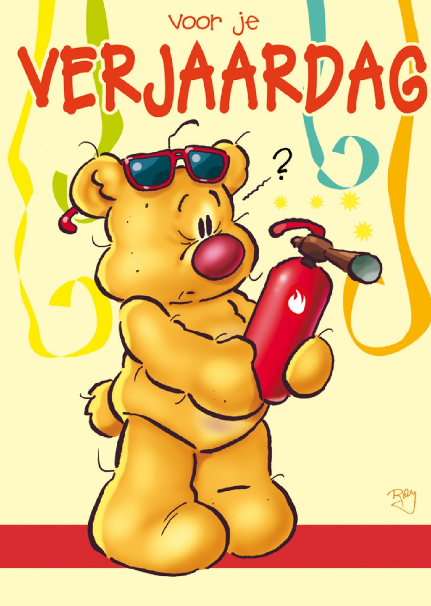 Verjaardagskaart brandblusser Doodles