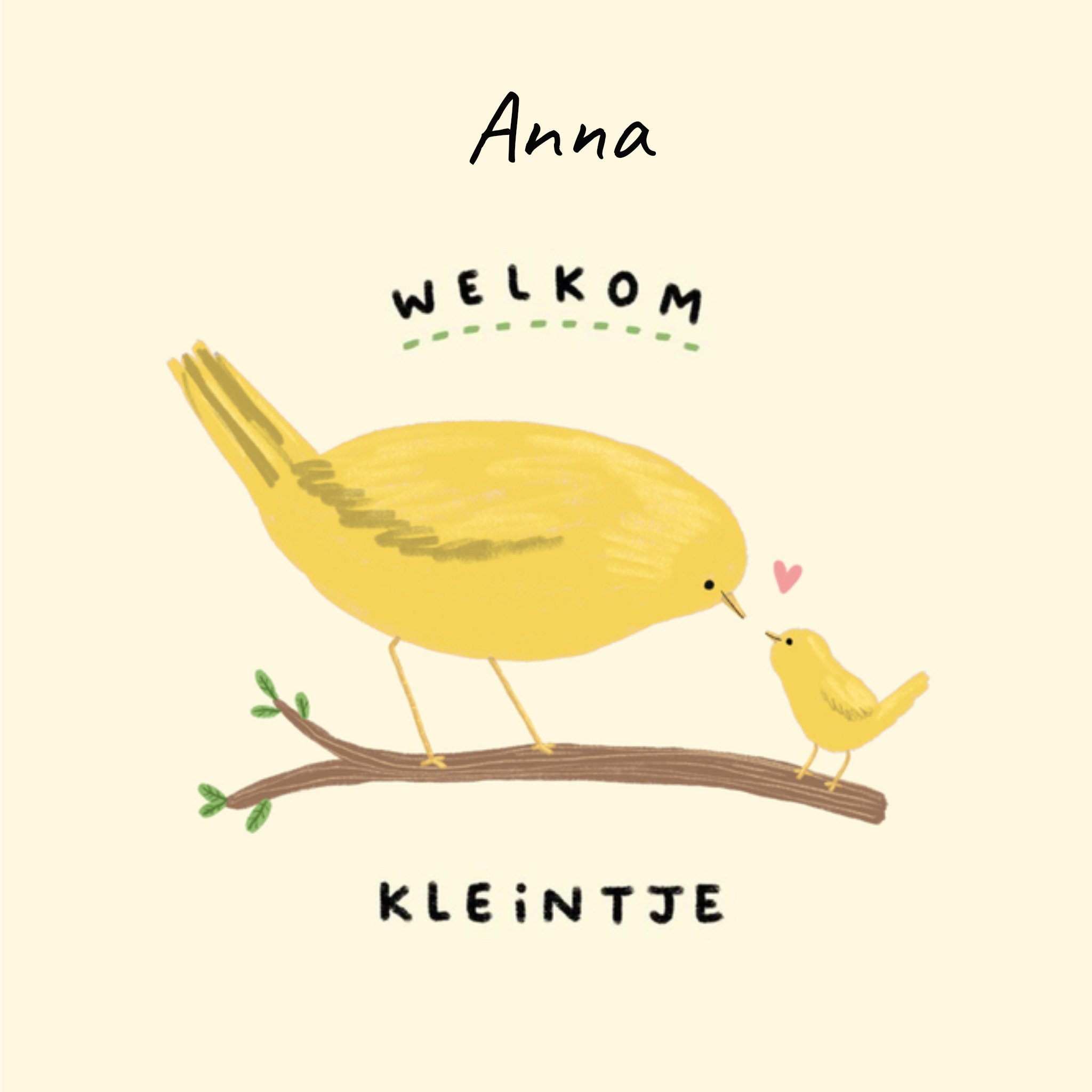 Geboortekaart met aanpasbare naam Vierkante Kaart Felt Studios