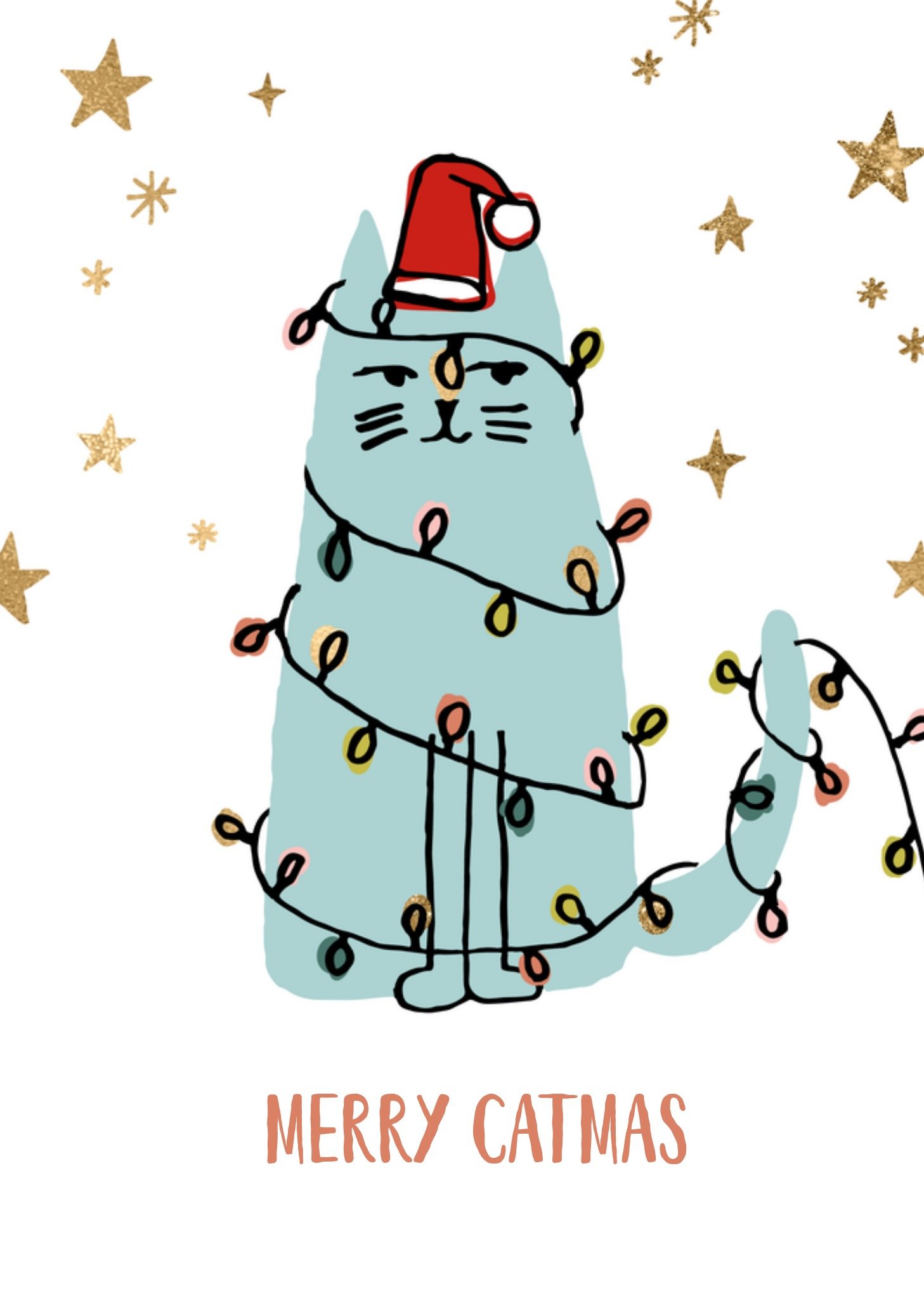 Greetz Kerst Illustratie Kat Standard Card