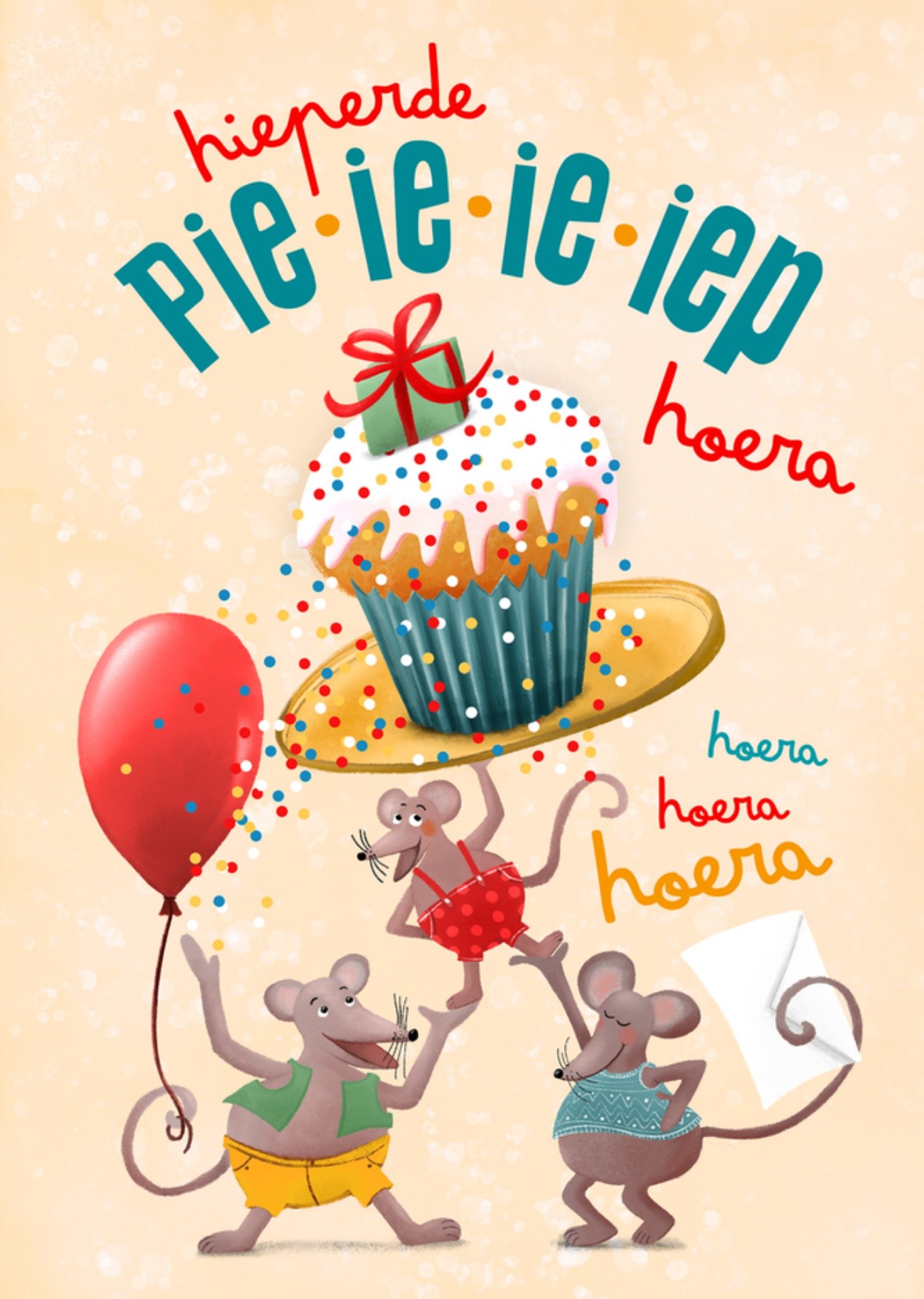 Verjaardagskaart Hieperde pie ie ie iep hoera Muis Kaart Fishuals
